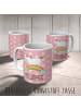 Mr. & Mrs. Panda Kindertasse Einhorn Regenbogen mit Spruch in Rot Pastell