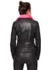 JILANI Bikerlederjacke Lammnappa in Schwarz-Pink