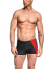Aquarti Herren Badehose Kurz mit Seitlichem Streifen in schwarz/rot