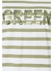 More & More sportives Kurzarmshirt, gestreift in offwhite/green