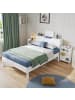 ABRIHOME Holzbett Doppelbett mit Lattenrost und Nachttischen 140x200cm in Weiß