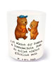 Mr. & Mrs. Panda Glas Teelichthalter Bär Kind Pommes mit Spruch in Transparent