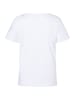More & More elastisches Kurzarmshirt Strass-Schriftzug in white