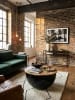 KADIMA DESIGN Couchtisch Mango Massivholz Metall 60x34x60cm Industrial Style Rund