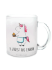 Mr. & Mrs. Panda Teetasse Glas Einhorn Muffin mit Spruch in Transparent