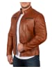 Reichstadt Herren Slim Fit Echtlederjacke Silver Zipper in Brown