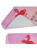 Mr. & Mrs. Panda Badezimmerteppich Flamingo Yoga mit Spruch in Aquarell Pink