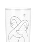 Mr. & Mrs. Panda Wasserglas Pinguine Kuscheln mit Spruch in Transparent