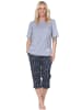 NORMANN Kurzarm Pyjama Schlafanzug Shorty Maritimer Look 125 205 866 in grau