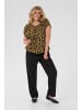 KAFFE curve Kurzarm-Bluse KCami Loose fit in Brown Leopard Print