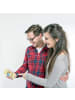 Mr. & Mrs. Panda Postkarte Kaffee Bohne mit Spruch in Gelb Pastell