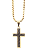 Adeliás Herren Halskette mit Anhänger – Kreuz aus Edelstahl in gold
