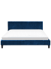 Beliani Doppelbett FITOU in Blau/Dunkler Holzfarbton - (W) 190 x (H) 87 x (L) 214 cm