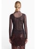 Zero  Langarm-Shirt mit Pailletten in Black/Brown