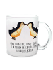 Mr. & Mrs. Panda Teetasse Pinguine Kuss mit Spruch in Transparent