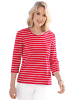 GOLDNER Kurzgröße:  Jerseyshirt mit Rundhals in rot / weiß / geringelt