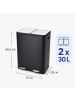 relaxdays Mülleimer in Schwarz - 2x 30 l
