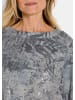 GOLDNER Kurzgröße:  Langarm Printshirt, U-Boot-Ausschnitt in grau / gemustert