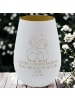 Mr. & Mrs. Panda Gold Windlicht Pinguine Kuscheln mit Spruch in Weiß