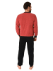 NORMANN Frottee langarm Schlafanzug Pyjama Bündchen - 81319 in rot