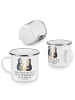 Mr. & Mrs. Panda Camping Emaille Tasse 11. Hochzeitstag Stahlhoc... in Weiß