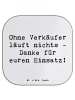Mr. & Mrs. Panda Bierdeckel Spruch Verkäufer Helden mit Spruch in Weiß
