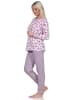 NORMANN langarm Schlafanzug Bündchen Pyjama Hose Streifen in beere