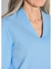 GOLDNER Kurzgröße:  Elegantes Basic-Shirt mit V-Ausschnitt in hellblau