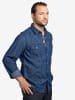 Checker Hemd Dynasty Denim in Dark Blue, Light Blue