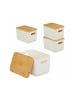 relaxdays 4 x Aufbewahrungsbox in Weiß/ Natur – (B)26 x (H)16 x (T)17,5 cm