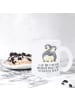 Mr. & Mrs. Panda Teetasse Glas Pinguine Kuscheln mit Spruch in Transparent