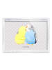 Mr. & Mrs. Panda 3D-Bilderrahmen Wellensittich Liebe ohne Spruch in Grau Pastell