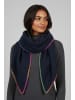 Faera Schal in Dreiecksform mit bunter Zierstichkante in Navy