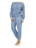 NORMANN Frottee Pyjama langarm Schlafanzug Bündchen Streifen - 70519 in hellblau