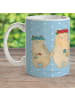 Mr. & Mrs. Panda Camping Tasse Bären mit Blumenkranz ohne Spruch in Blau Pastell