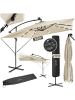 tectake Sonnenschirm mit LED Solar-Beleuchtung und Winddach | 250 x 250 cm