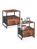relaxdays 2 x Nachttisch in Schwarz/ Braun - (B)45 x (H)50 x (T)42,5 cm