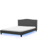 Beliani Doppelbett mit LED MONTPELLIER in Grau/Dunkler Holzfarbton