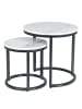 home24 home24 2-teiliges Couchtisch-Set aus Marmor im glamourösen Stil in Marmor Weiß