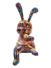Mauro Ferretti Mehrfarbige, hasenförmige Kunstharzskulptur, 21,5 x 10 x 22 cm