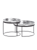 KADIMA DESIGN Couchtisch 2er Set Silber / Schwarz Metall Hammerschlag Satztisch in Silbern