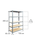 relaxdays Schwerlastregal in Grau/ Braun - (B)100 x (H)200 x (T)60 cm