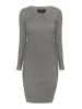 faina Damen Rippstrickkleid Mit Strass-Steinen in Grau Melange