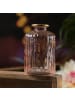 MARELIDA Mini Glas Vase mit Rillen Deko Glasflasche mit Goldrand H: 10cm in rosa