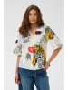 CULTURE Kurzarm-Bluse CUashmo Relaxed fit in Blue/Red Animal