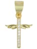 Adeliás Damen Anhänger – Flügel Kreuzanhänger aus 925 Silber mit Zirkonia in gold