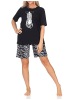 NORMANN Kurzarm Schlafanzug Pyjama Shorty Tiermotiv - 85170 in schwarz