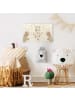 WALLART Kindergarderobe Holz - Dream Big Little Star mit Blumen Natur in Creme-Beige