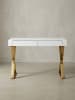 KADIMA DESIGN Schreibtisch 118x76x57 cm Holz Hochglanz Metallbeine Golden