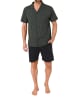 NORMANN kurzarm Schlafanzug Shorty Pyjama zum durchknöpfen in anthrazit1